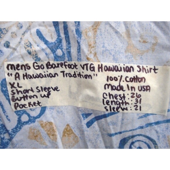 Go Barefoot A Hawaiian Tradition Cotton Shirt Made in USA Mens Size XL - Picture 4 of 8